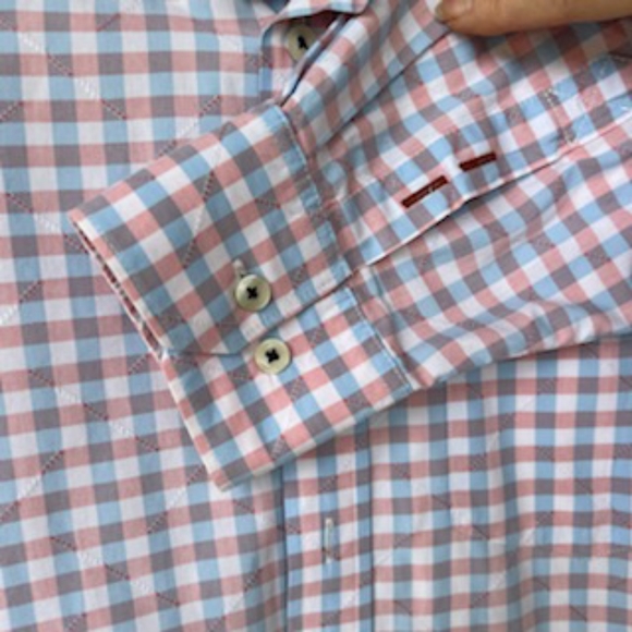 TOMMY BAHAMA BLUE RED PLAID BUTTON DOWN LONG SLEEVE SHIRT SIZE MEDIUM - Picture 5 of 15